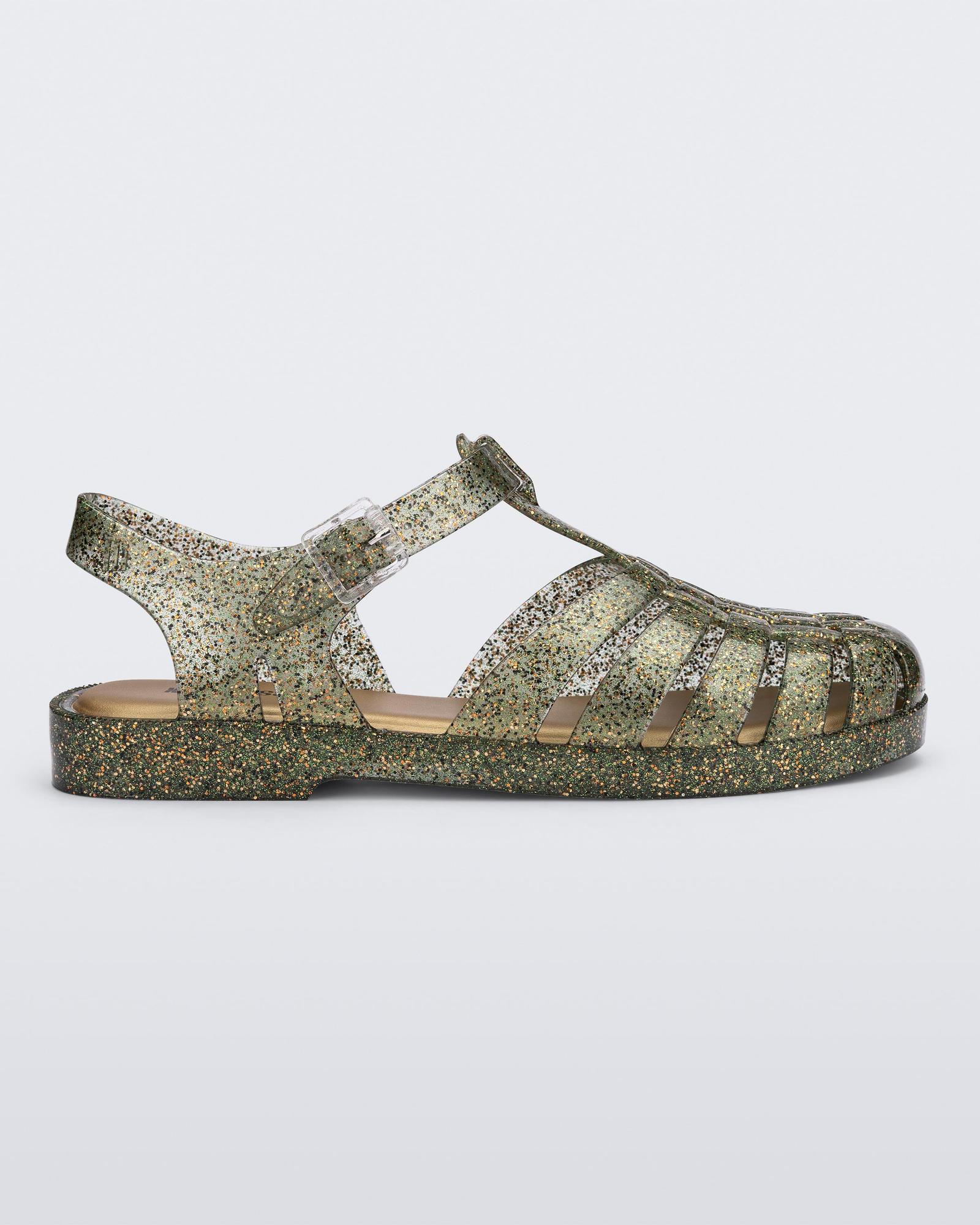Womens | Possession Shiny Sandal | Glitter Clear/Beige