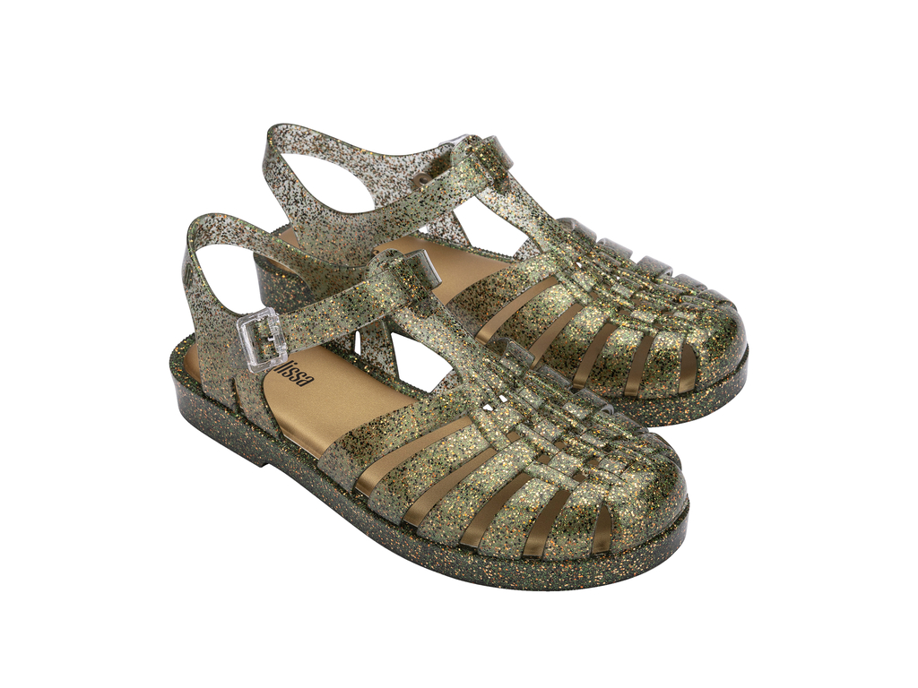 Womens | Possession Shiny Sandal | Glitter Clear/Beige