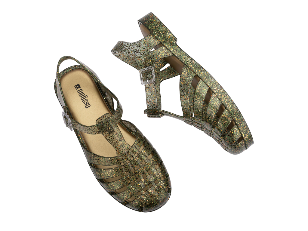 Womens | Possession Shiny Sandal | Glitter Clear/Beige