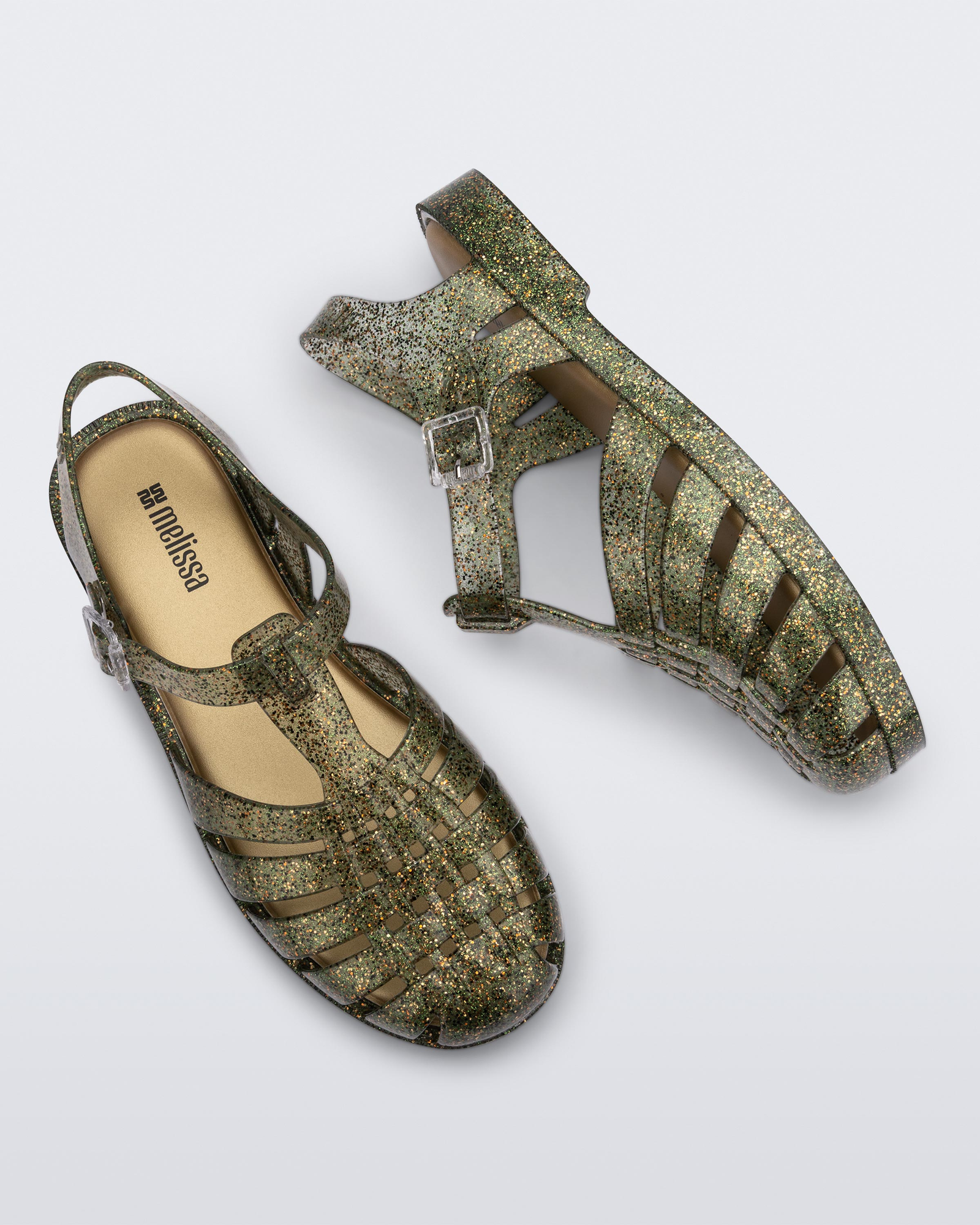 Womens | Possession Shiny Sandal | Glitter Clear/Beige