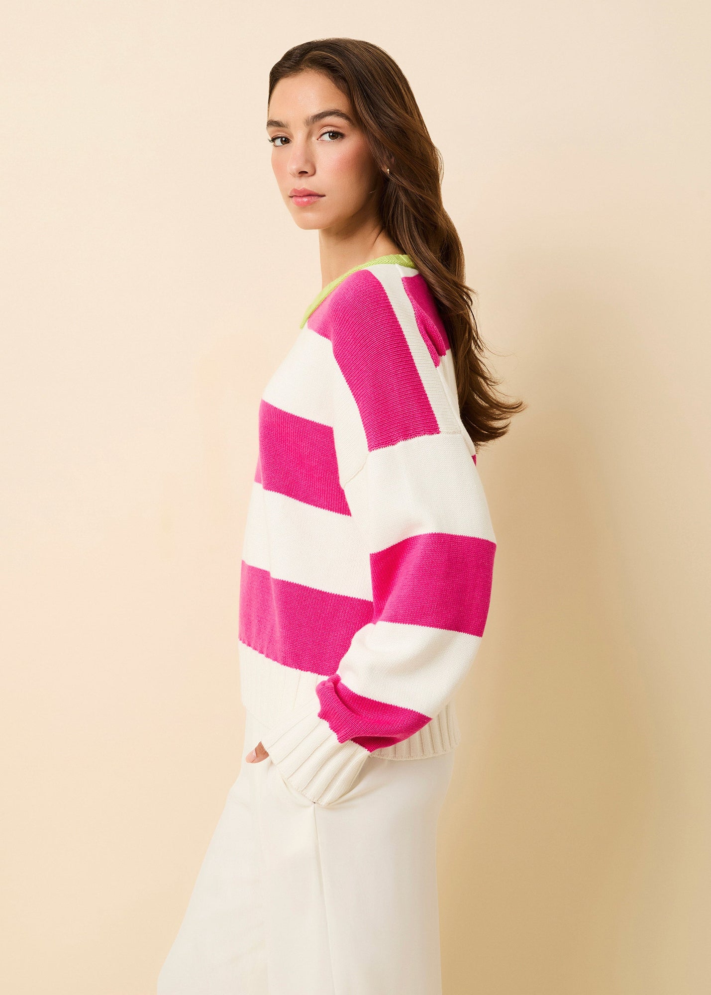 Womens | Reva Sweater Cotton | Paradise Pink/Sour Apple Stripe