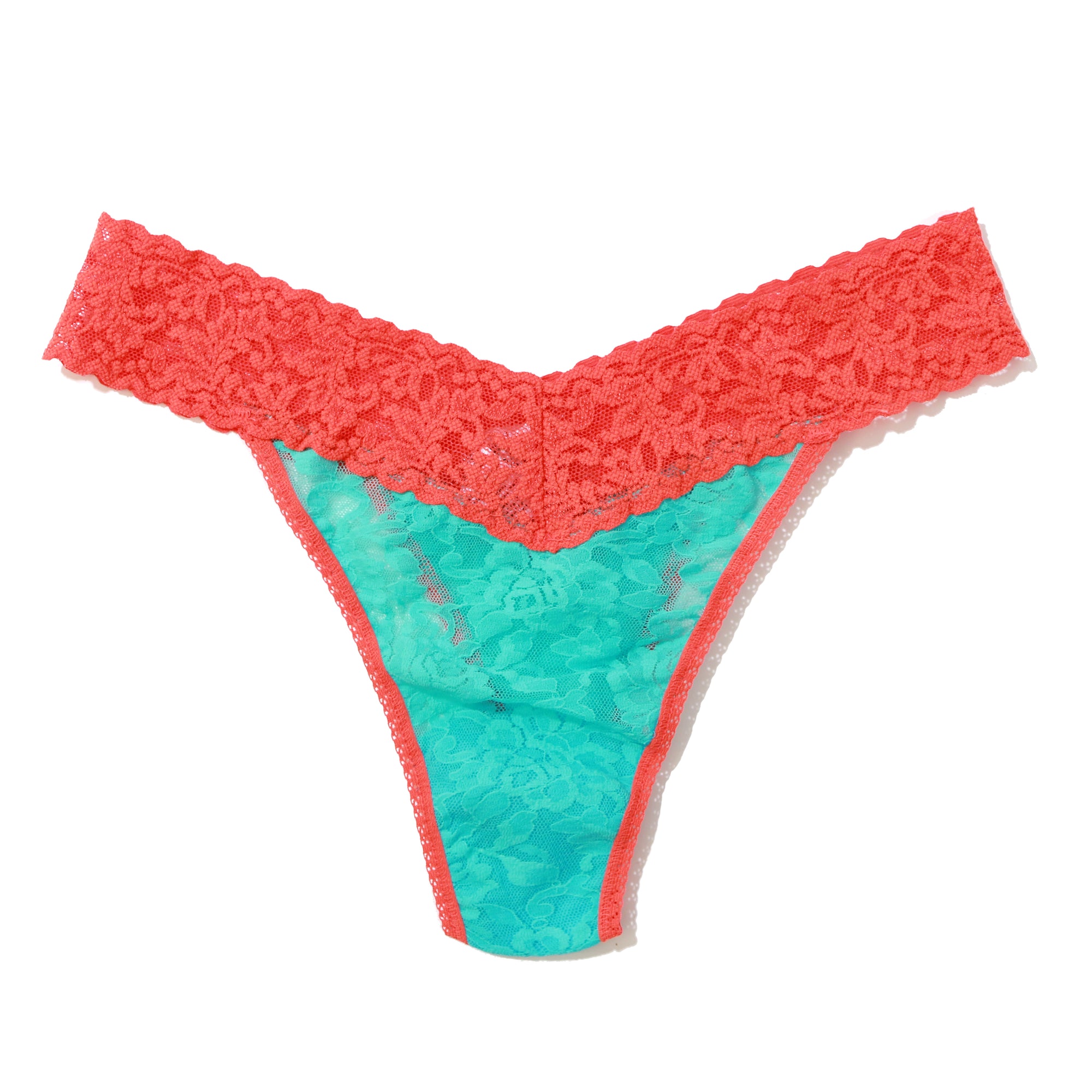 Signature Lace Original Rise Thong | Beau Blue/Orange Sparkle