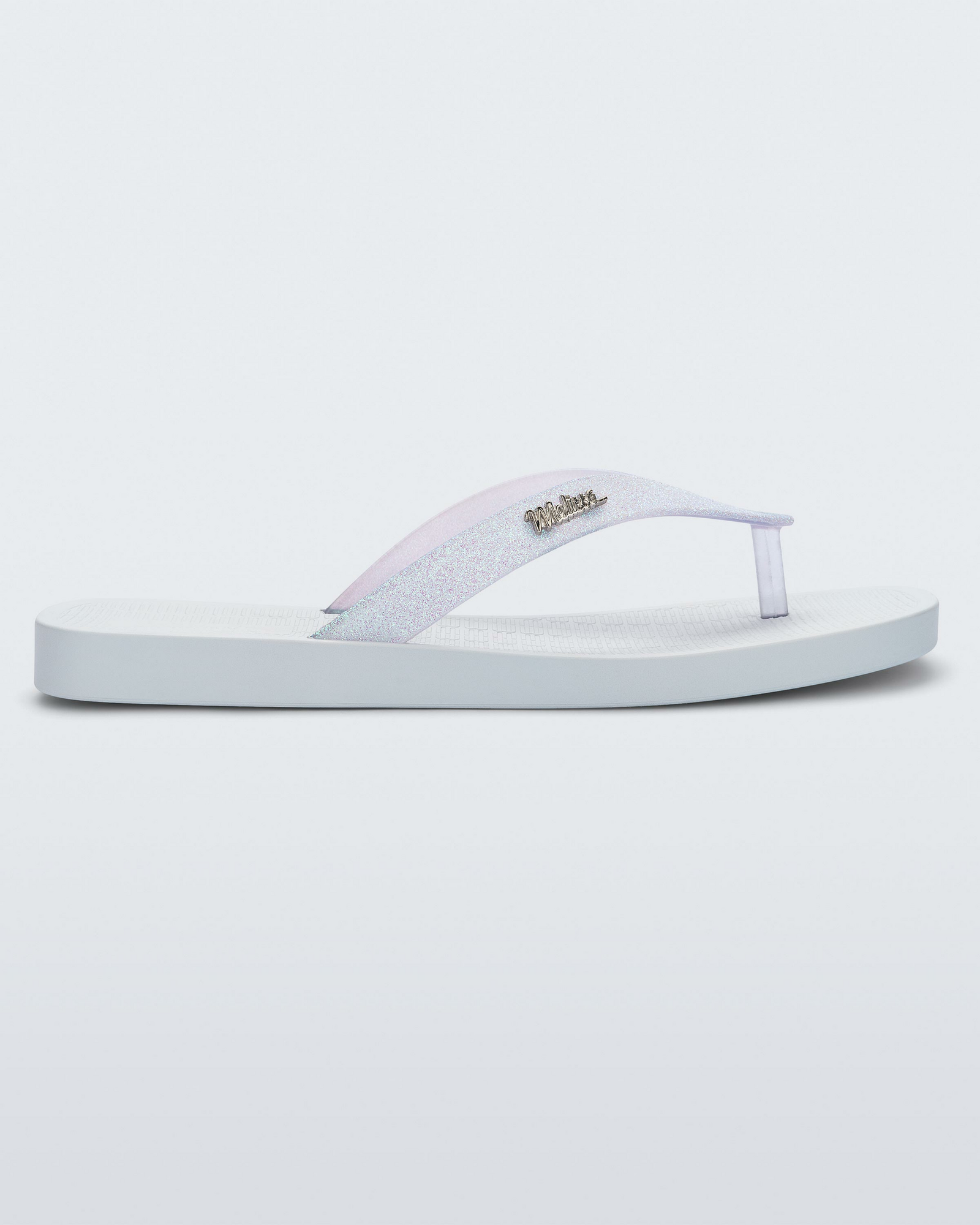 Womens | Sun Long Beach II Flip Flop | White/Glitter Clear
