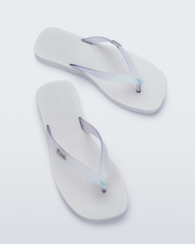 Womens | Sun Long Beach II Flip Flop | White/Glitter Clear