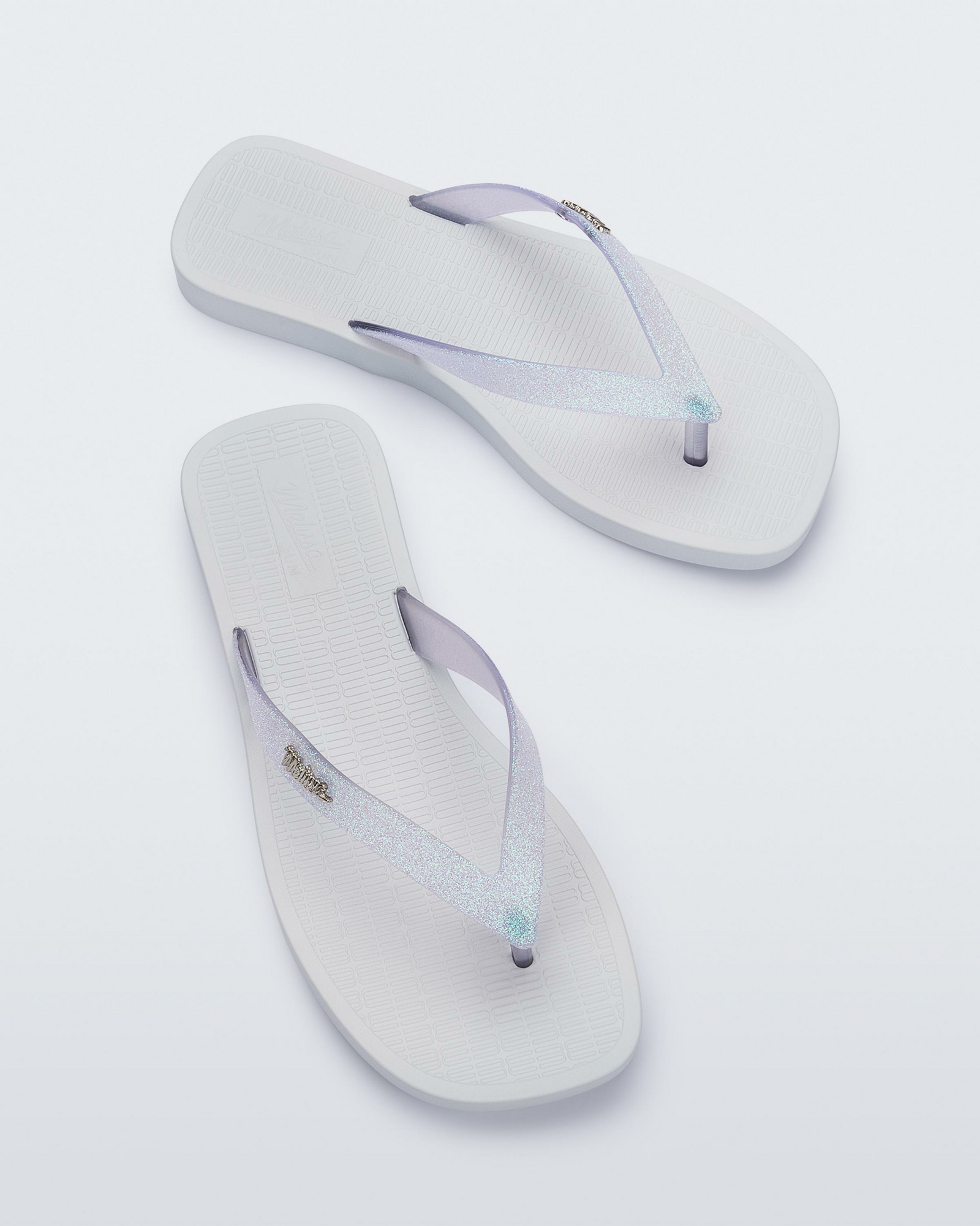 Womens | Sun Long Beach II Flip Flop | White/Glitter Clear