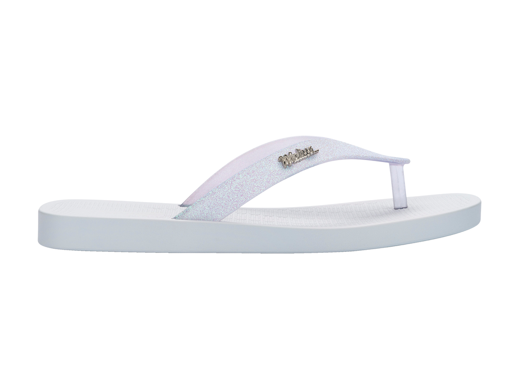 Womens | Sun Long Beach II Flip Flop | White/Glitter Clear