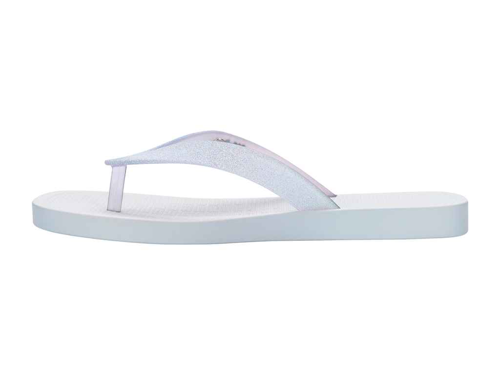 Womens | Sun Long Beach II Flip Flop | White/Glitter Clear