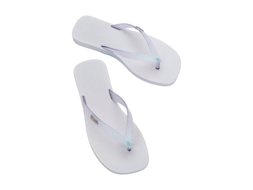 Womens | Sun Long Beach II Flip Flop | White/Glitter Clear