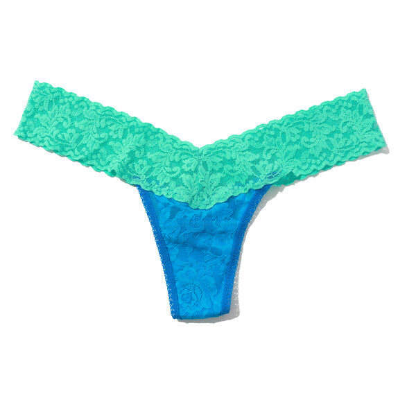 Signature Lace Low Rise Thong | Island Blue x Bright Aqua