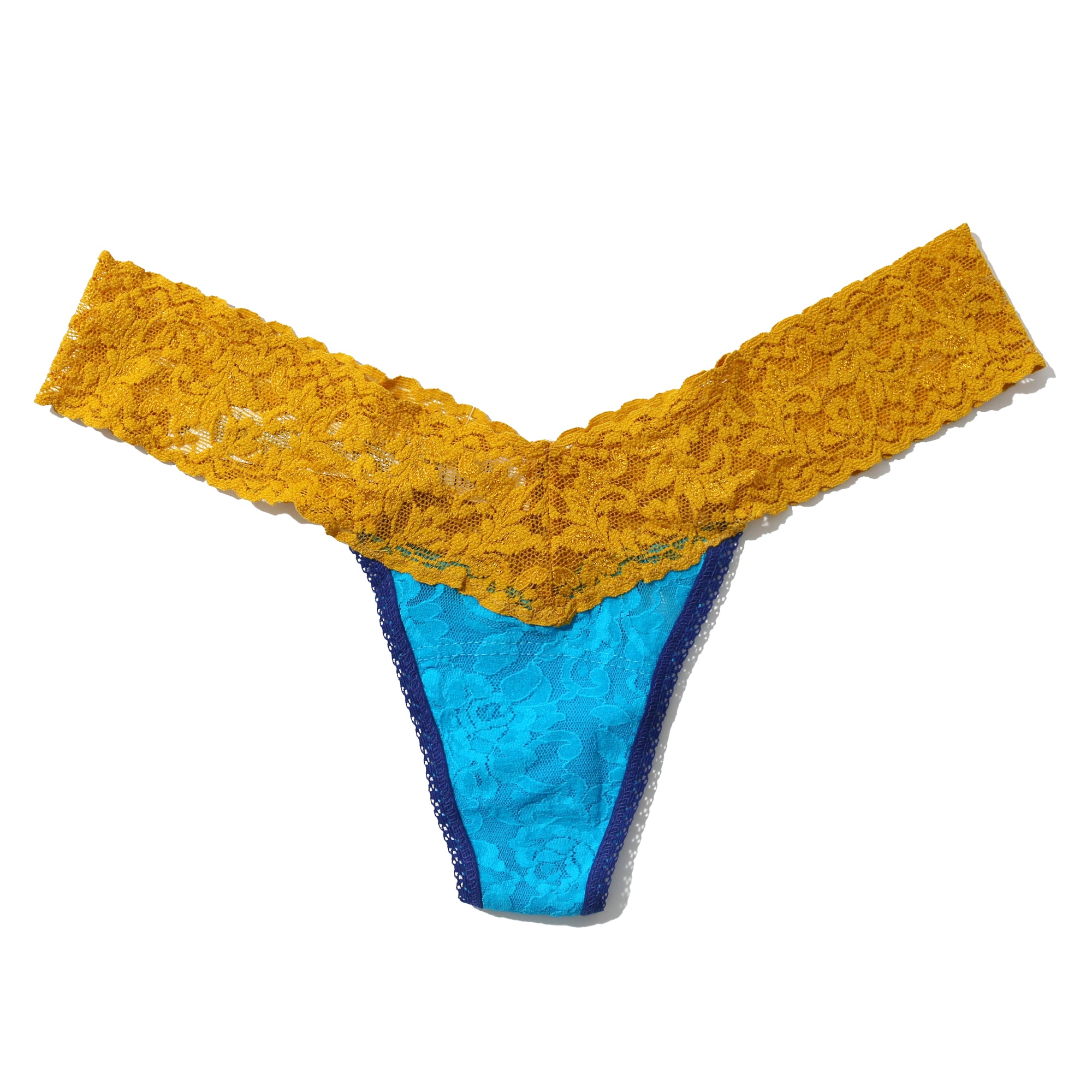 Signature Lace Low Rise Thong | Cerulean Blue/Topaz