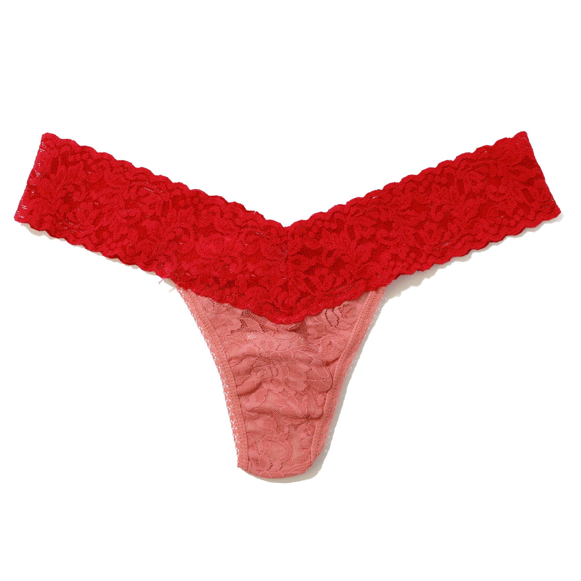 Signature Lace Low Rise Thong | Himalyan Pink/ Showgirl Red