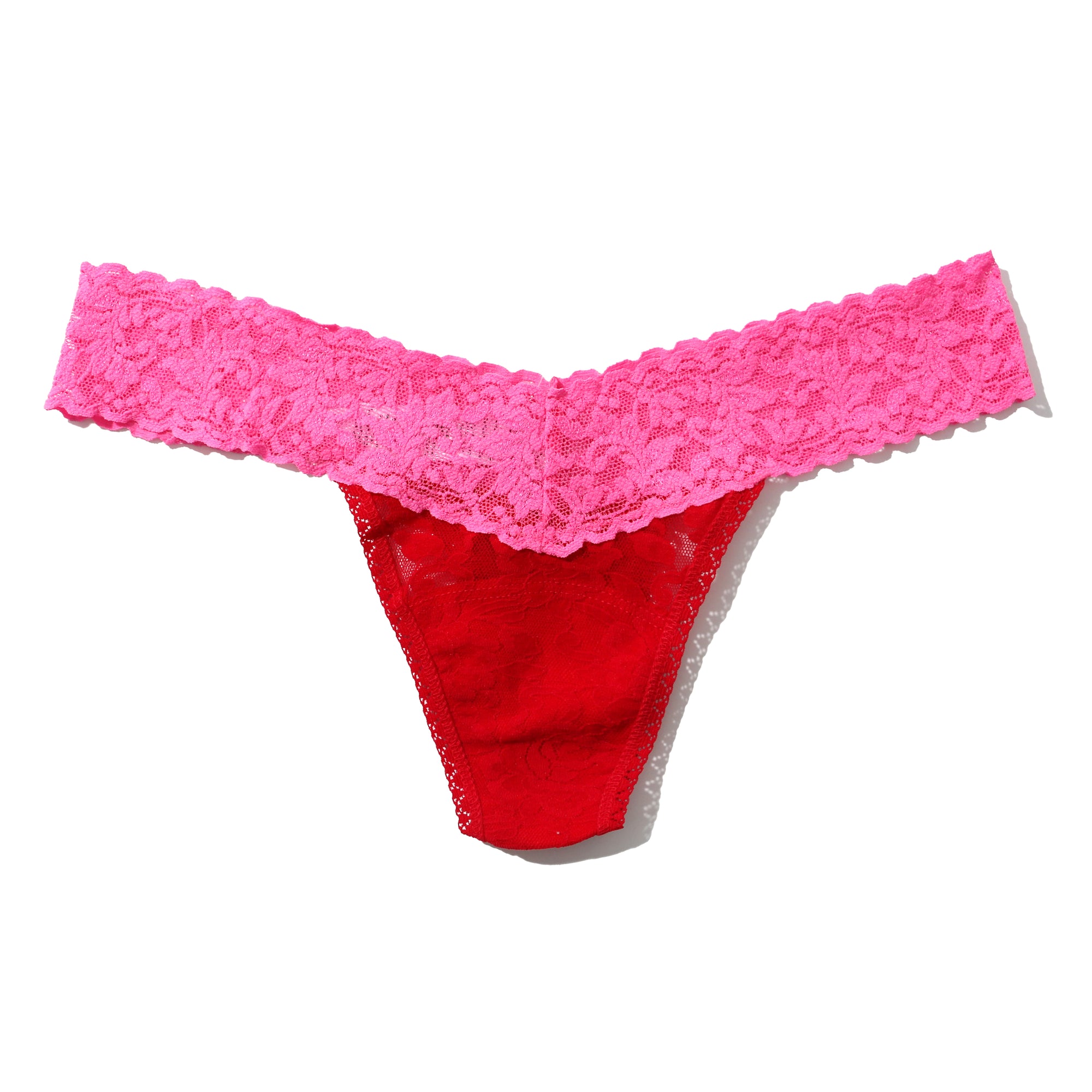 Signature Lace Low Rise Thong | Red/Fiep