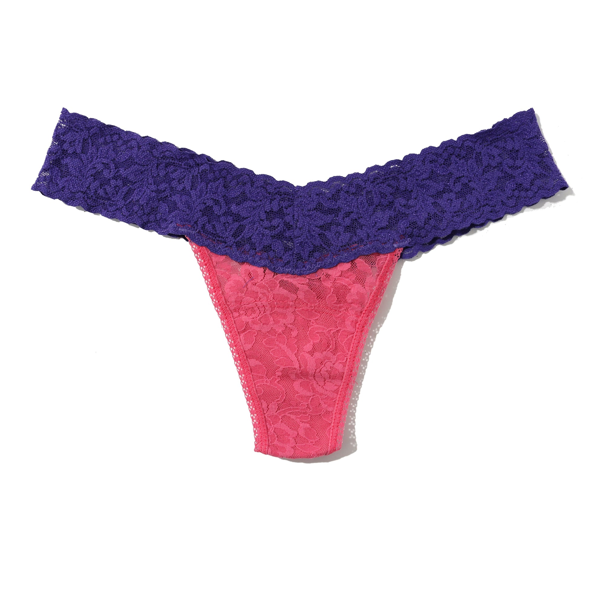 Signature Lace Low Rise Thong | Sugar Rush Pink x Wild Violet