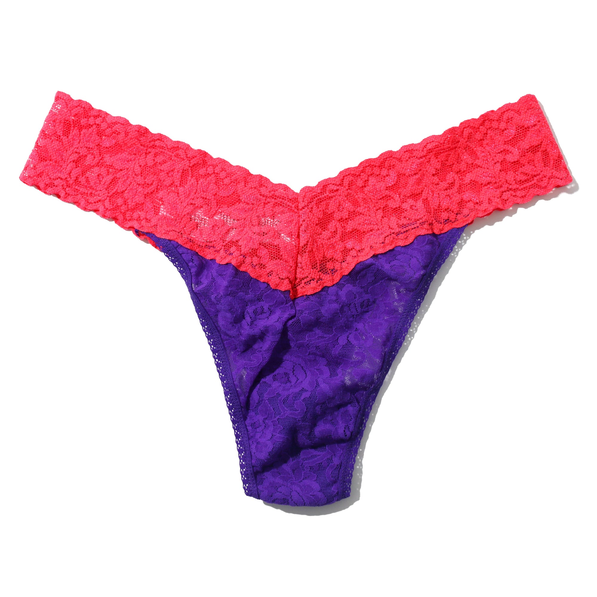 Signature Lace Original Rise Thong | Electric Purple x Coral Gables