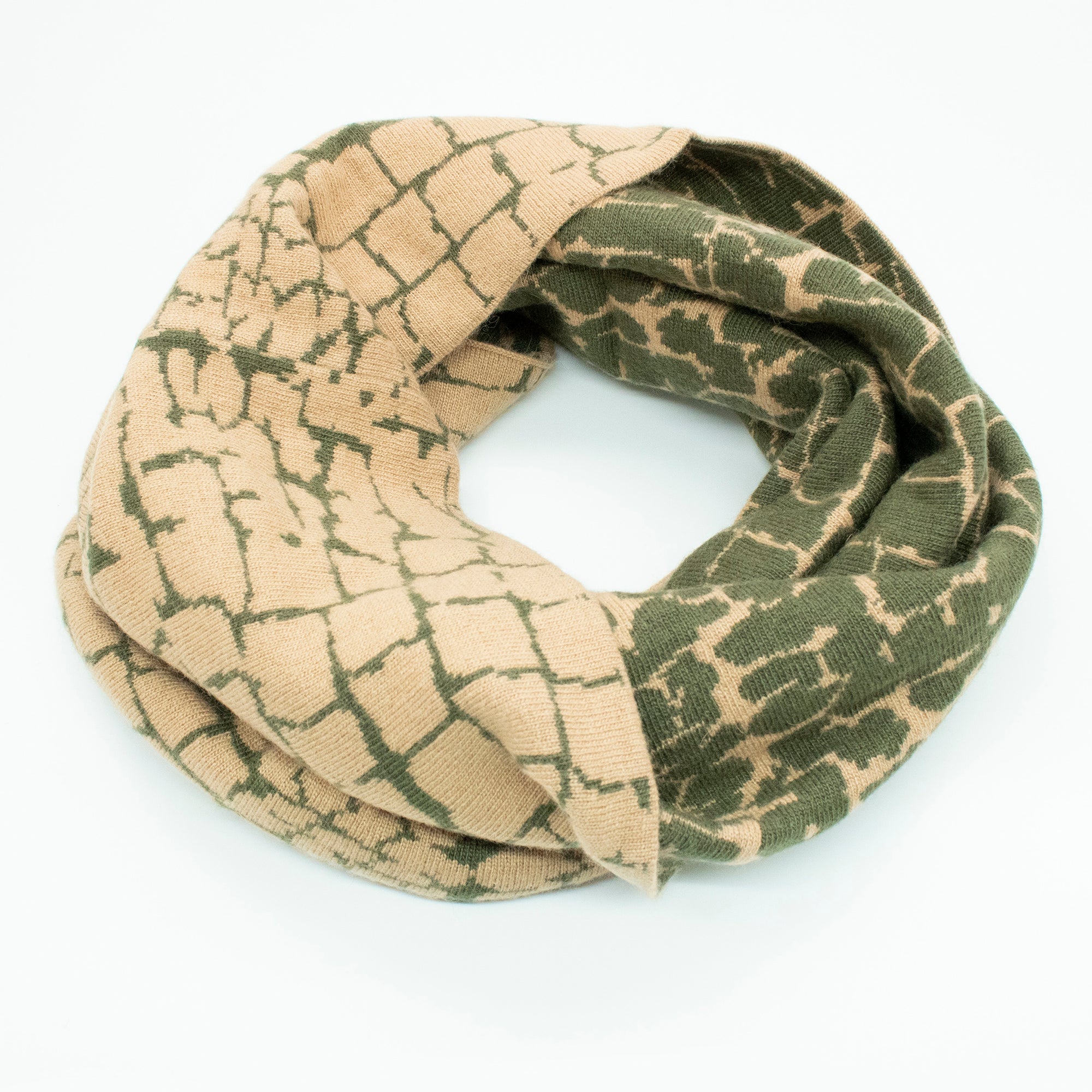 Womens | Snood In Crocco Design | Olive/Camel