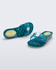 Womens | Pescura Heel and Scholl Slide | Transparent Blue