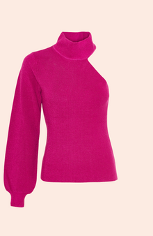 Asymmetrical Turtleneck | Magenta