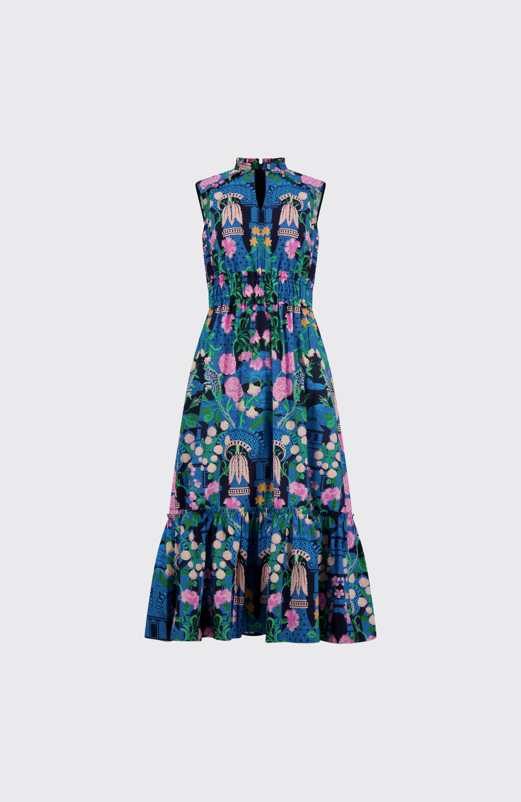Rose Garden Cotton Smocked Dress | Navy Multi