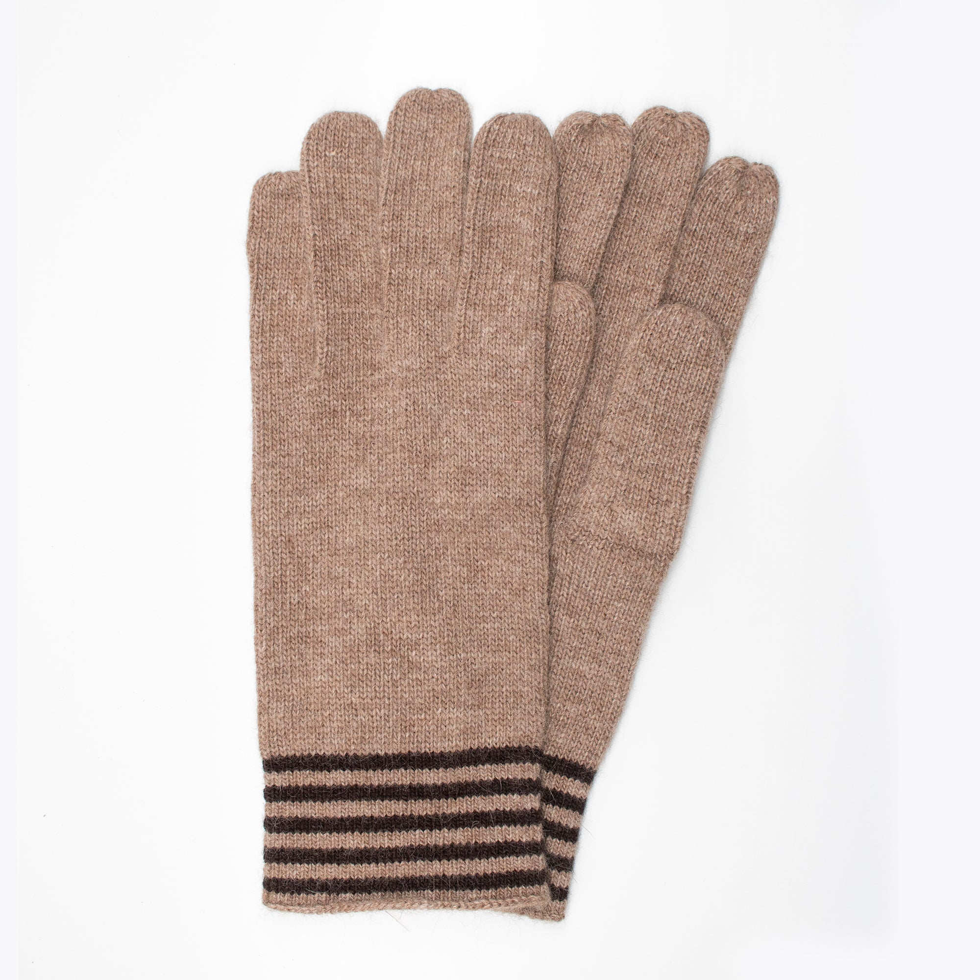 Mens | Gloves with Striped Cuff | Light Nile Brown/Espresso