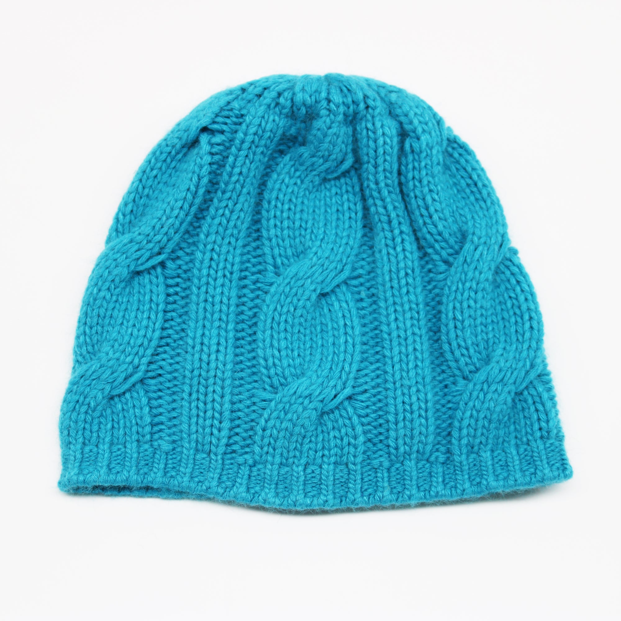 Womens | Chunky Cable Beany Hat | Carribean Blue