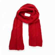 Womens | Big Cable Scarf | Cherry Red