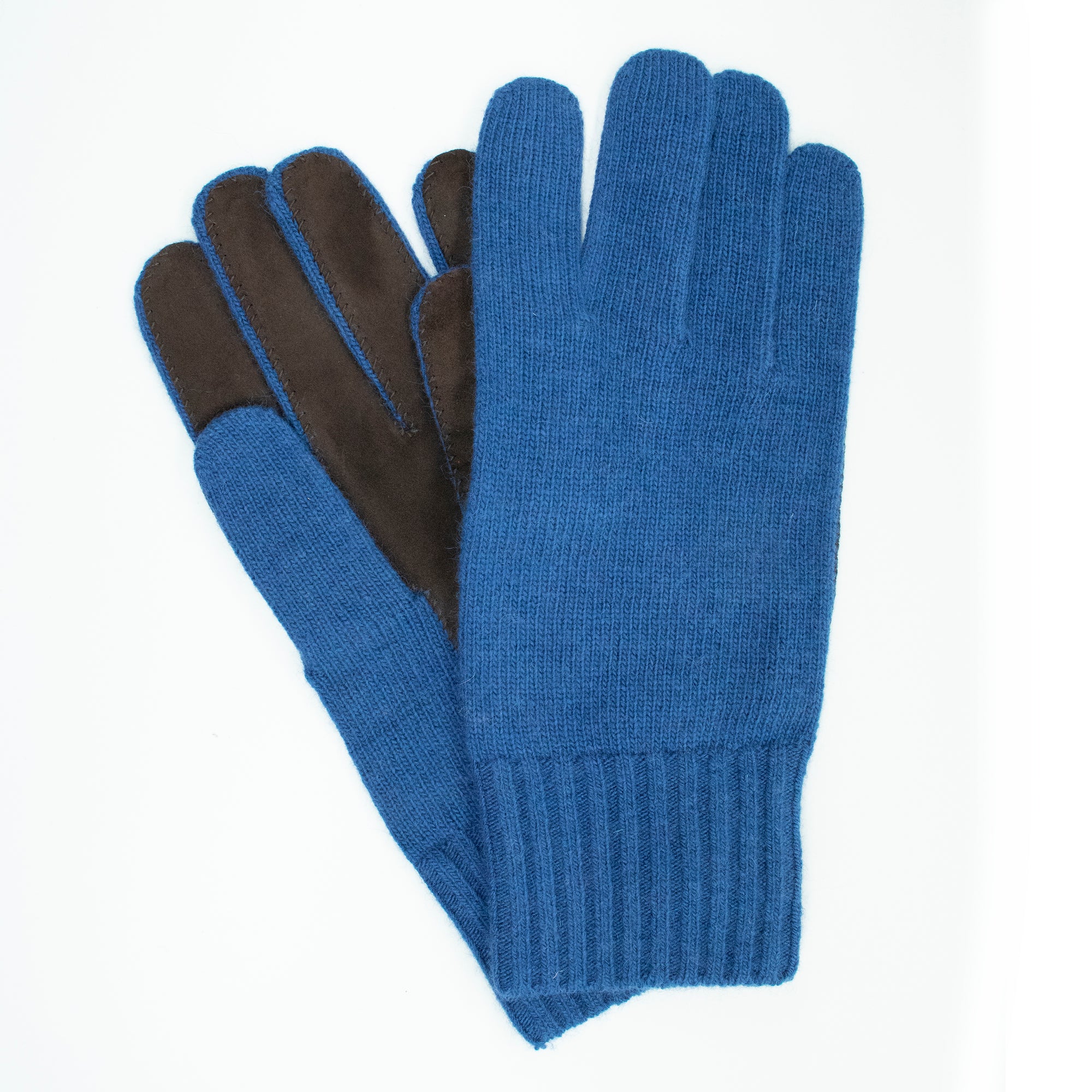 Mens | Gloves with Suede Palm | Happy Blue/Brown