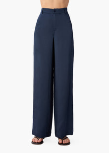 Kyley High Rise Hammered Silk Pant | Moody Blue