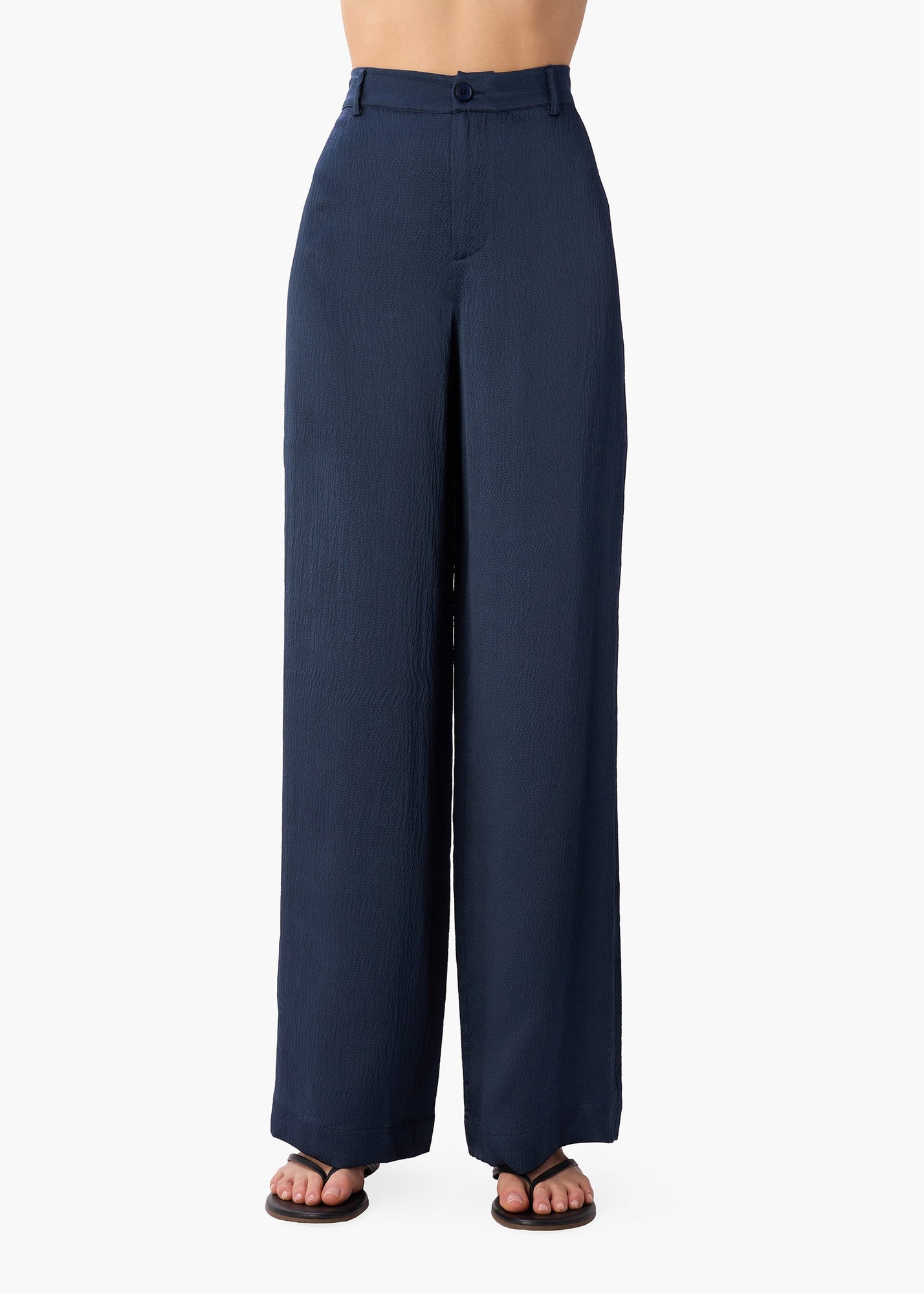 Kyley High Rise Hammered Silk Pant | Moody Blue