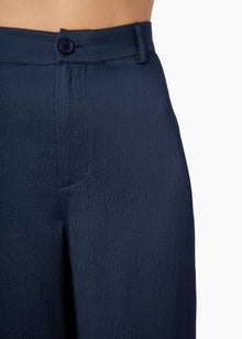 Kyley High Rise Hammered Silk Pant | Moody Blue