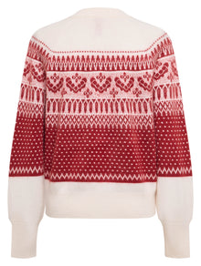 Cashmere Jacquard Cardigan | Red