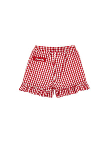 Girls | Gingham Trim Shorts | White/Red