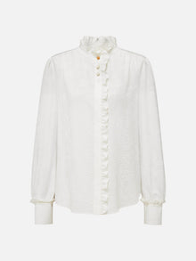 Emphasized Silk Placket Shirt | White