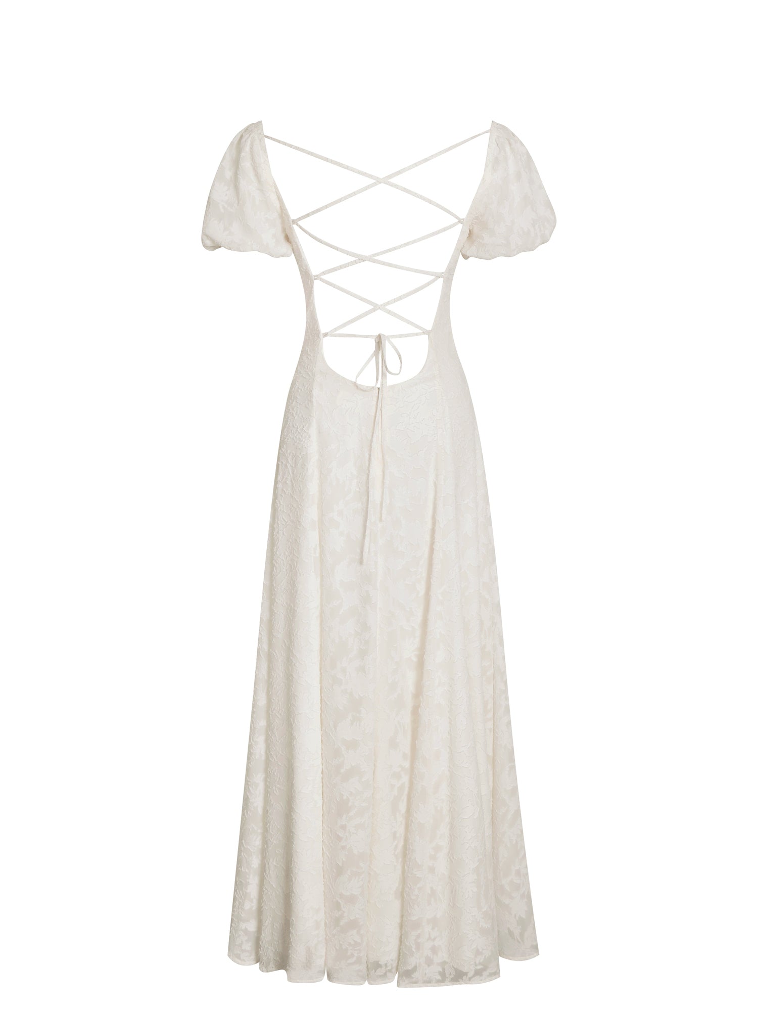 Pandora Bubble Sleeve Backless Maxi Dress | White