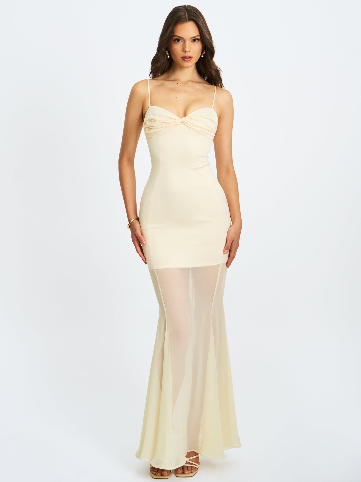 Zayne Ruch Breast Chiffon Mermaid Maxi Dress | Butter Yellow