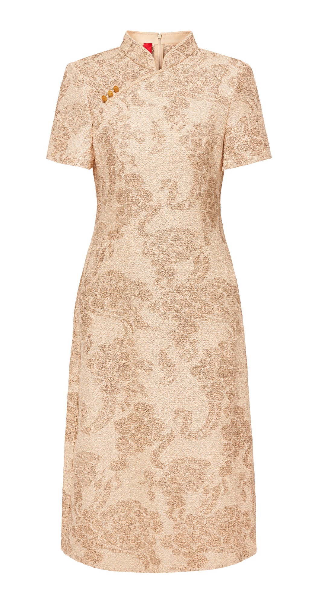 National Style Pleated Qipao Dress | Beige