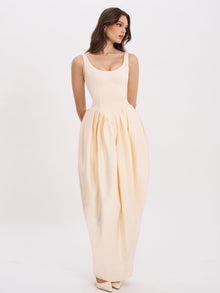 Udana Drop Waist Tulip Gown | Butter Yellow