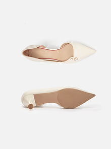 Elegance Pearl Hollow High Heels | White