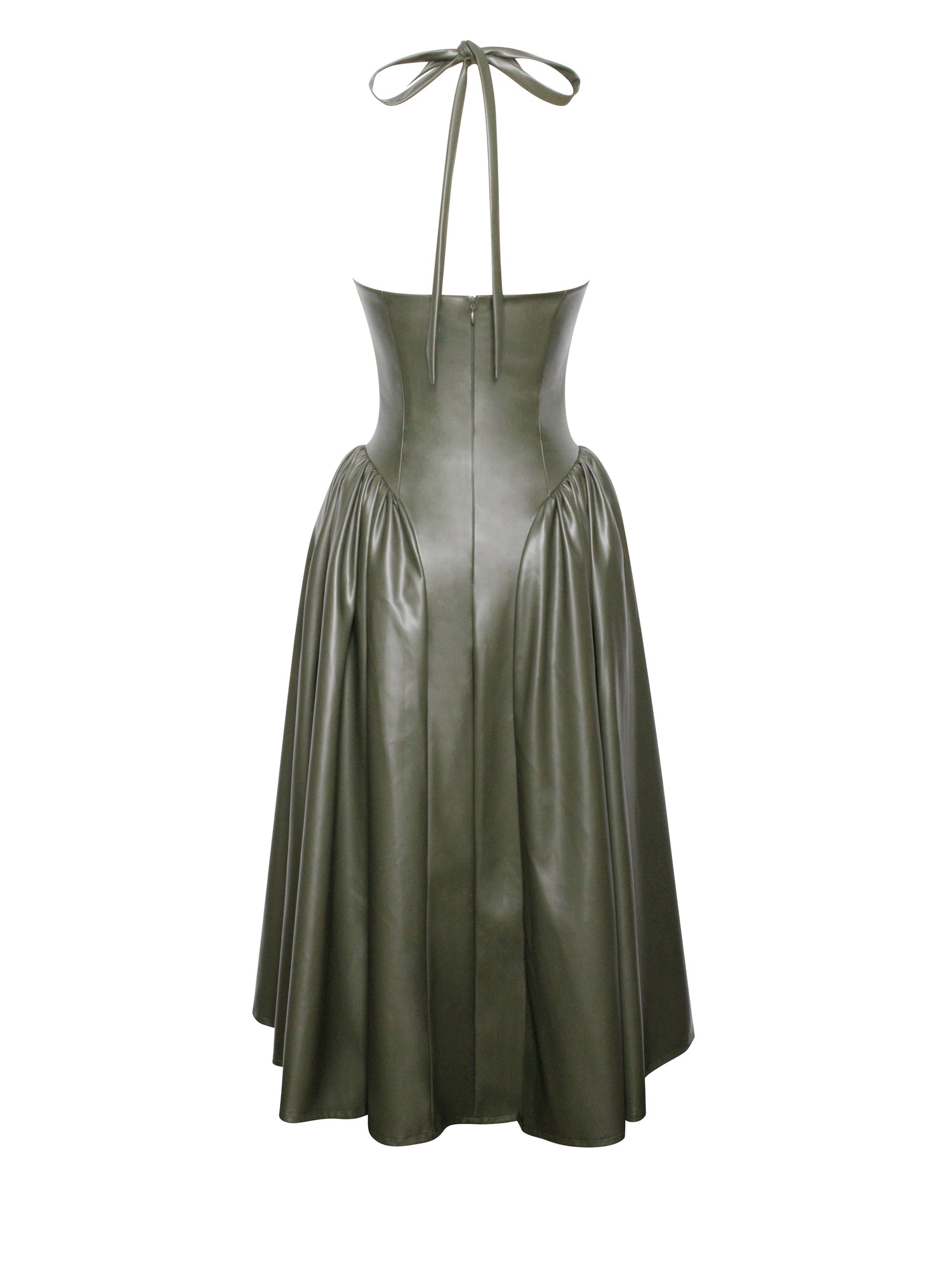 Eliana Vegan Leather Dress | Olive