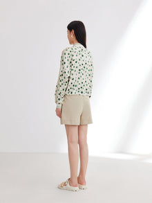 Polka Dot Silk Blazer | Green