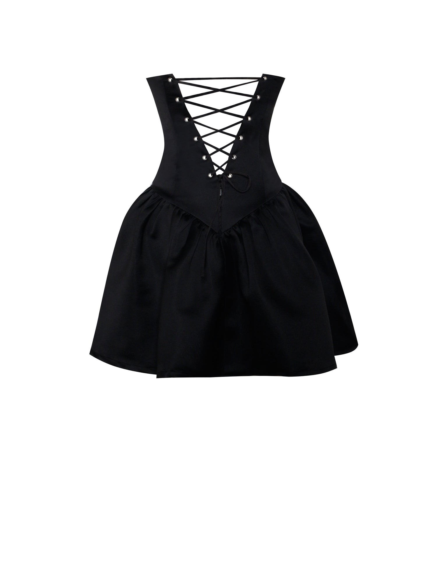 Silvia Satin Crystal Bustier A-Line Mini Dress | Black