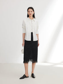 Lace Straight Skirt | Black
