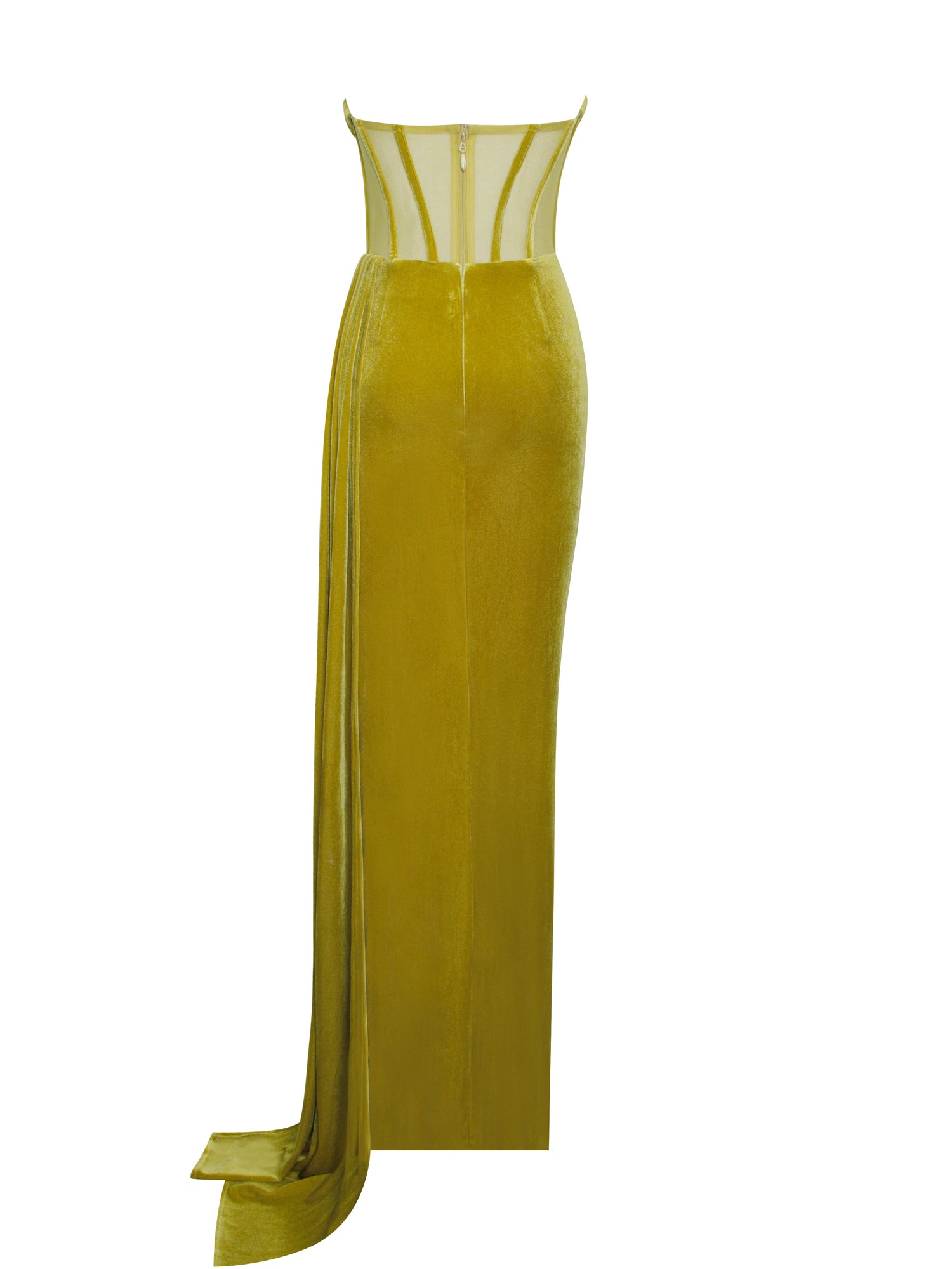 Priya Draping Corset High Slit Velvet Gown | Gold