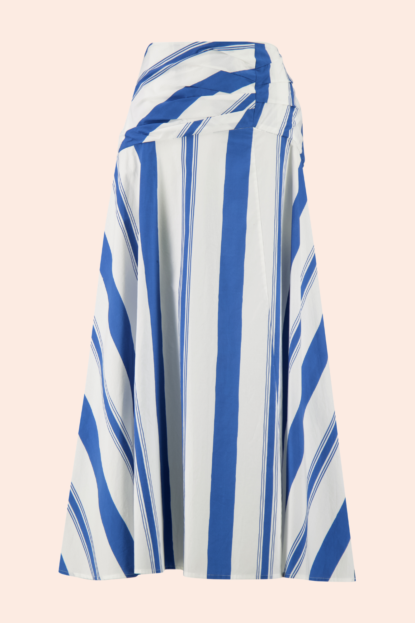 Striped Cotton Poplin Skirt | Blue/White