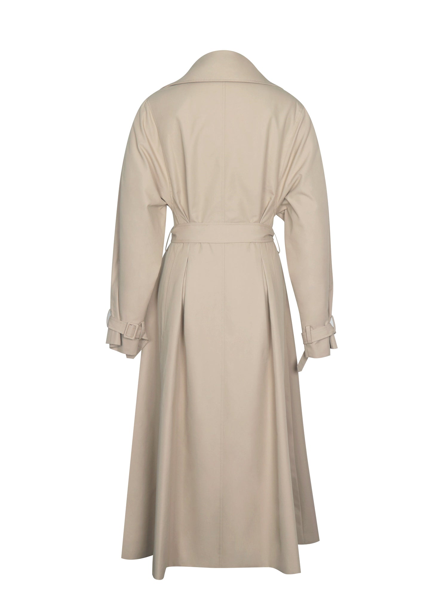 Ulila Double-Breasted Pleated Cotton-Blend Trench Coat | Beige
