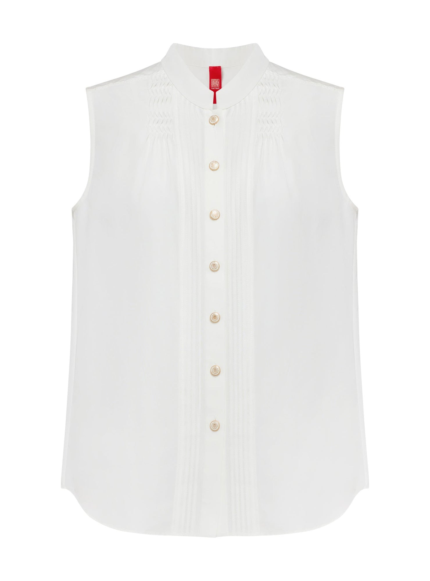Silk-Cotton Sleeveless Shirt | White