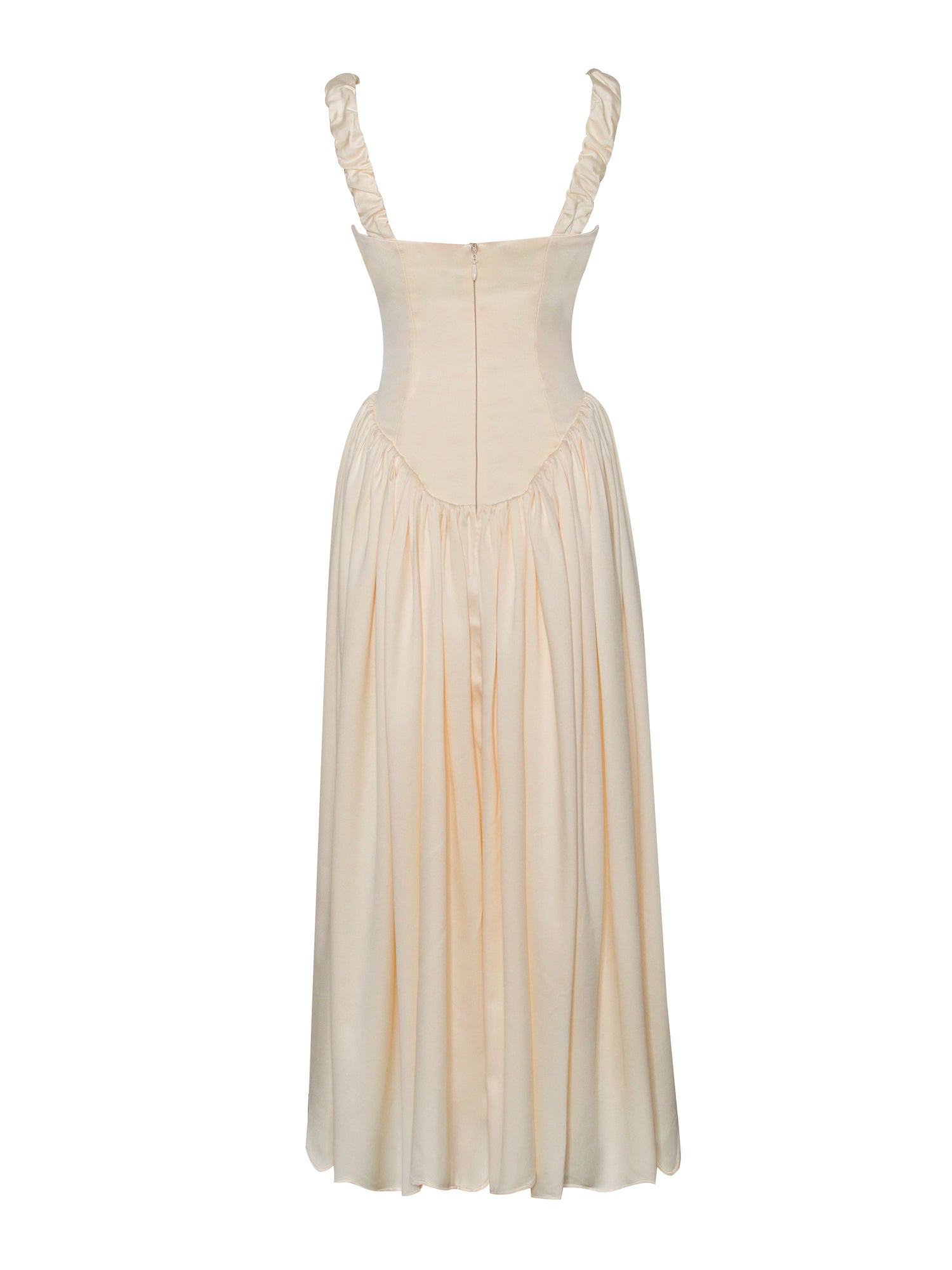 Noreen Satin Drop Waist Maxi Sundress | Egg White