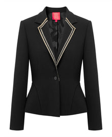 Triacetate Waist-tailored Suit Jacket | Black