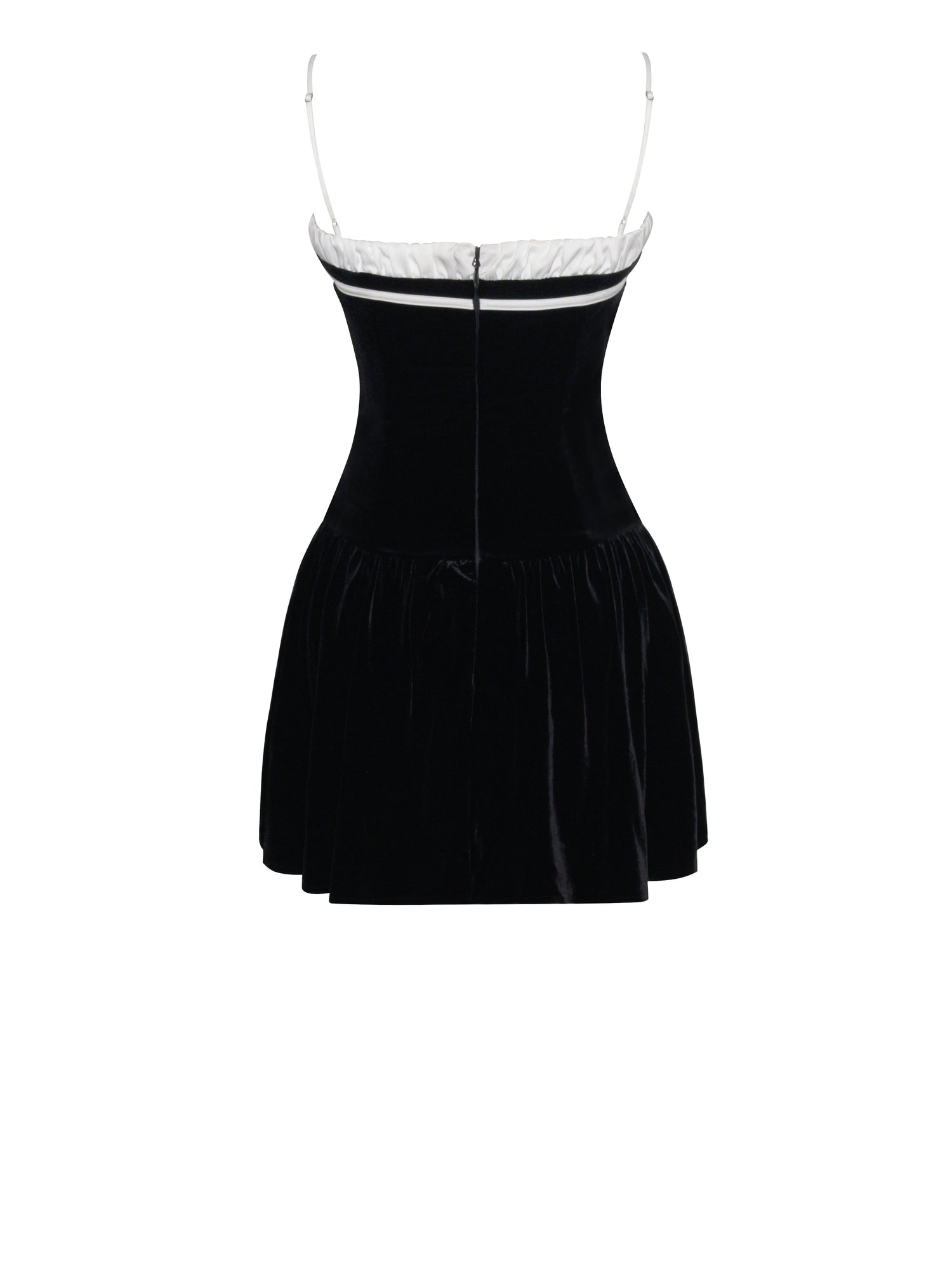 Olya Velvet A-Line Corset Mini Dress | Black and White
