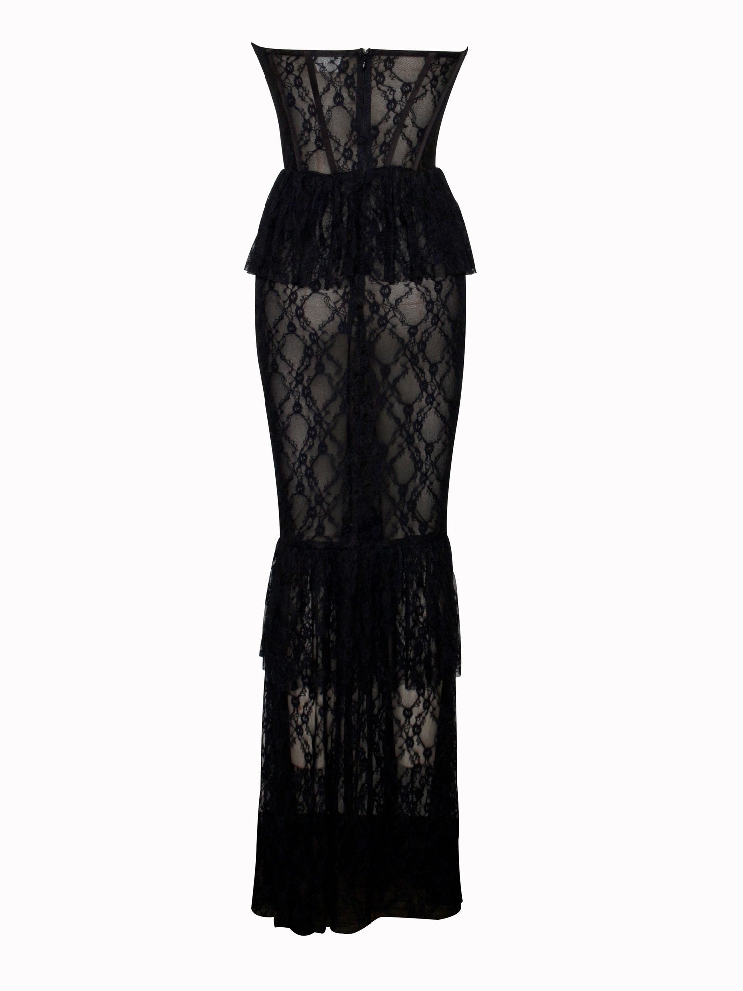 Quennell Lace Corset Maxi Dress | Black