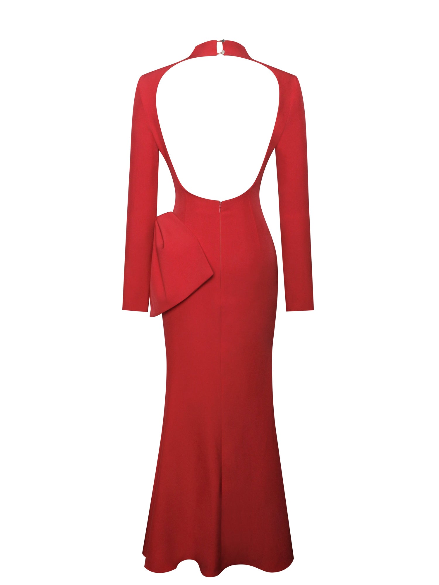 Radha Backless Longsleeve Maxi Dress with Bow | Red